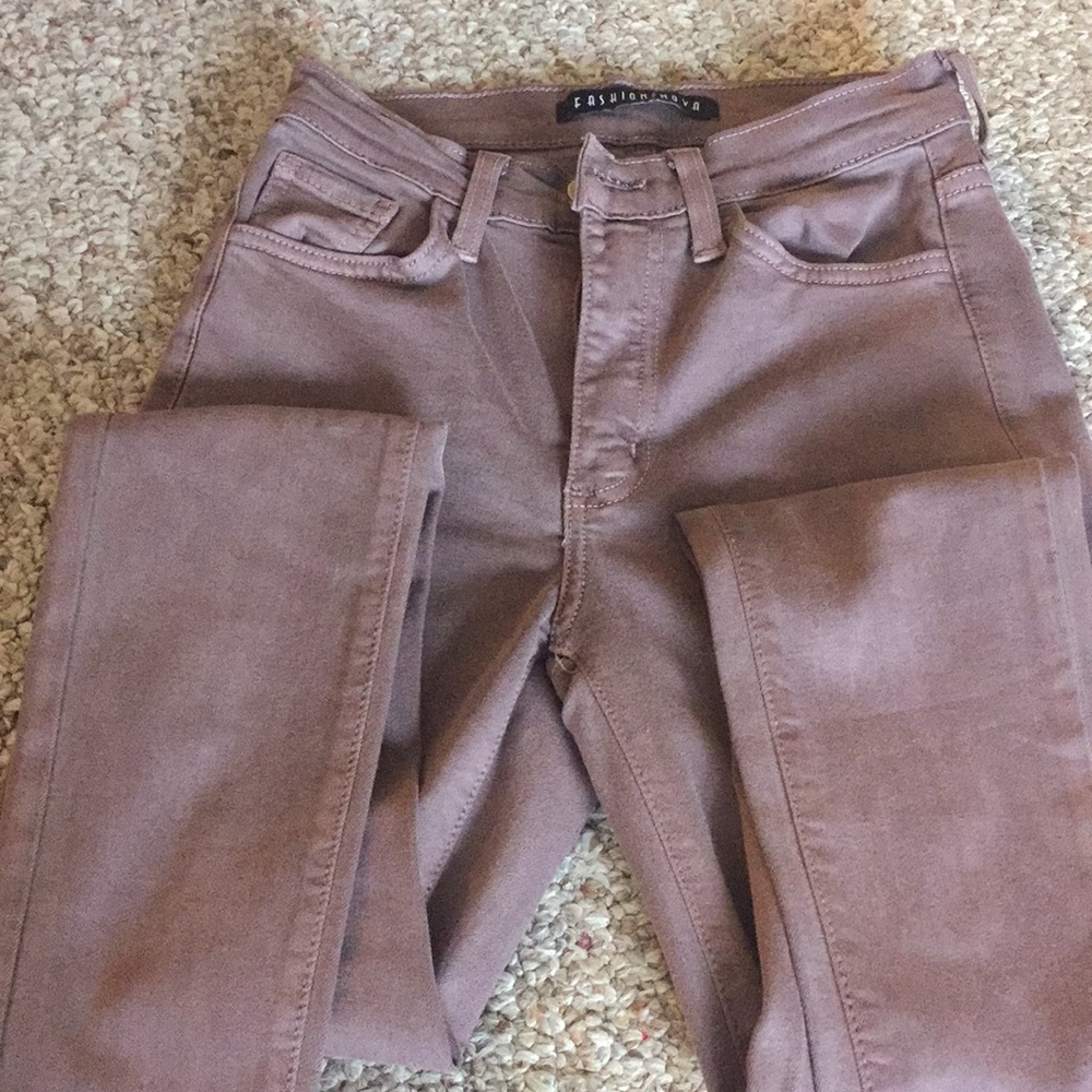 fashion nova rose wood color skinny jeans
